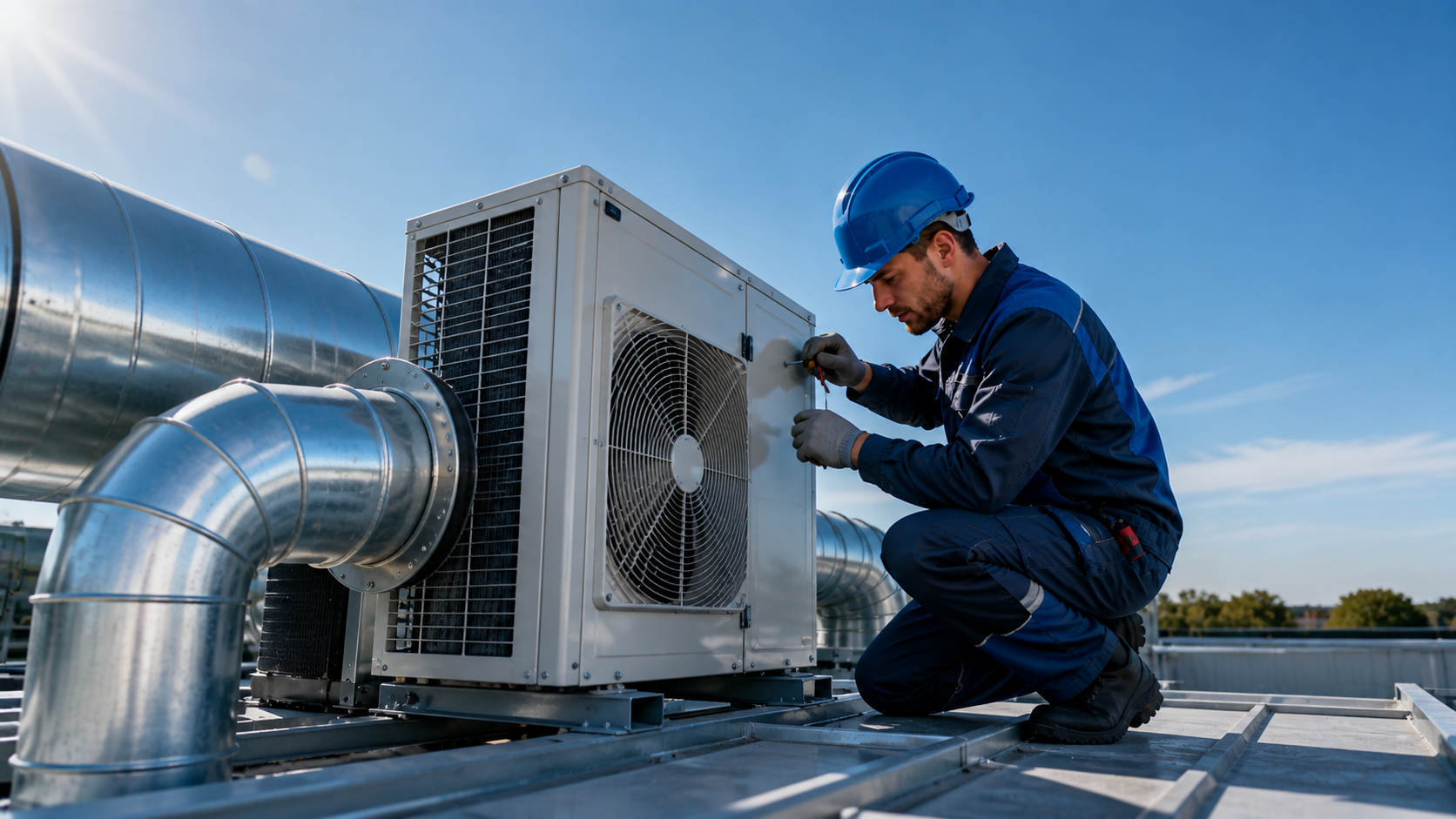 AJL Technician installing air conditioning system